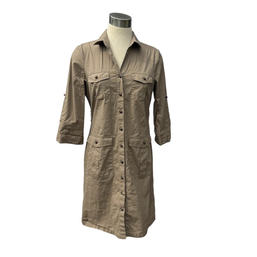 Worthington Size 10 Tan Safari Shirt Dress
